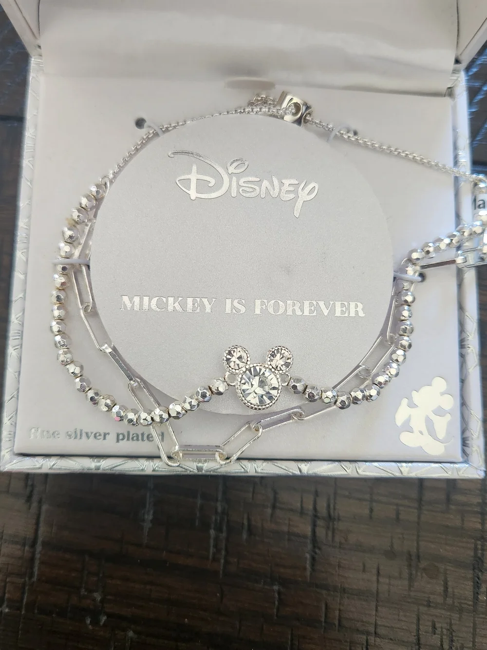 Disney Silver-Plated Mickey Crystal Bracelet - Silver - Picture 1 of 14